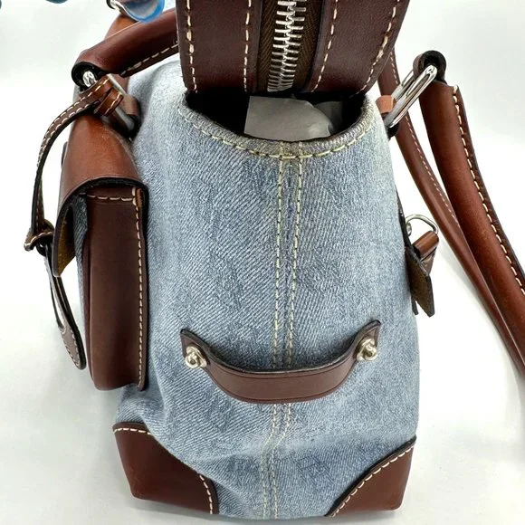 Vintage DOONEY & BOURKE Y2K Sig Double Pocket Denim Canvas Satchel - Picture 16 of 16